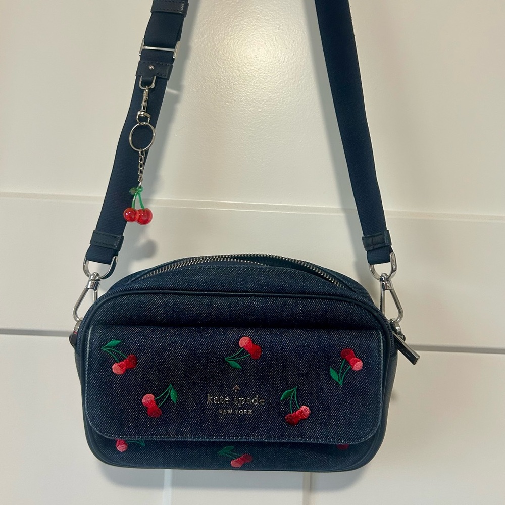 Like New! Kate Spade Denim Cherry Crossbody